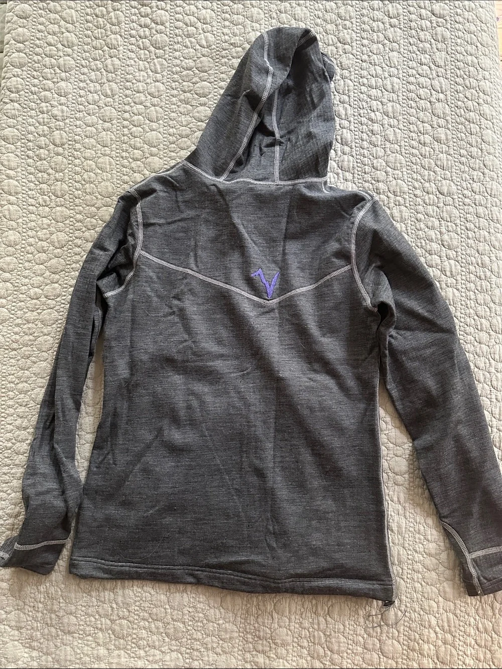 Voormi Gray Hooded Drift Zip Jacket with Purple Accents